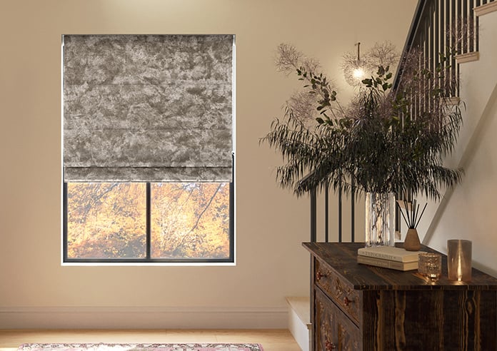 Cyrus Crushed Velvet, Latte - Motorised Roman Blind - Image 3